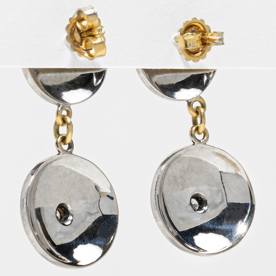 Image 755955_ALTMORE2.jpg, Product 755-955 / Price $6,495.00, Estate Originals 18K Yellow and White Gold Double Disc Drop Byzantine Diamond Earrings, Signed "Dovris" from Estate Originals on TSC.ca's Jewellery department