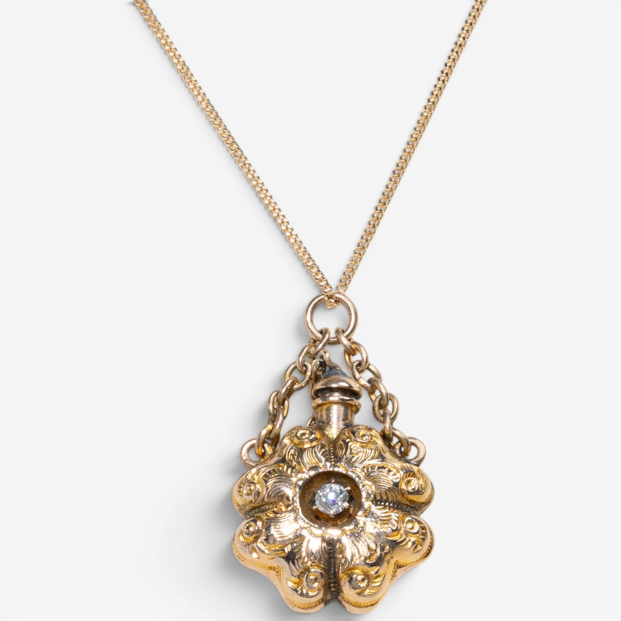 Image 755961.jpg, Product 755-961 / Price $2,995.00, Estate Originals 14K Yellow Gold Antique Quatrefoil Scent Bottle Pendant from Estate Originals on TSC.ca's Jewellery department