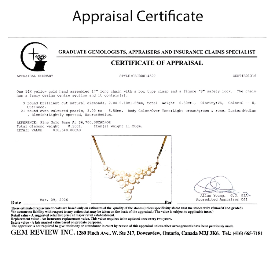 Image 755965_ALTMORE5.jpg, Product 755-965 / Price $4,895.00, Estate Originals 14K Yellow Gold Pearl and Diamond Necklace from Estate Originals on TSC.ca's Jewellery department