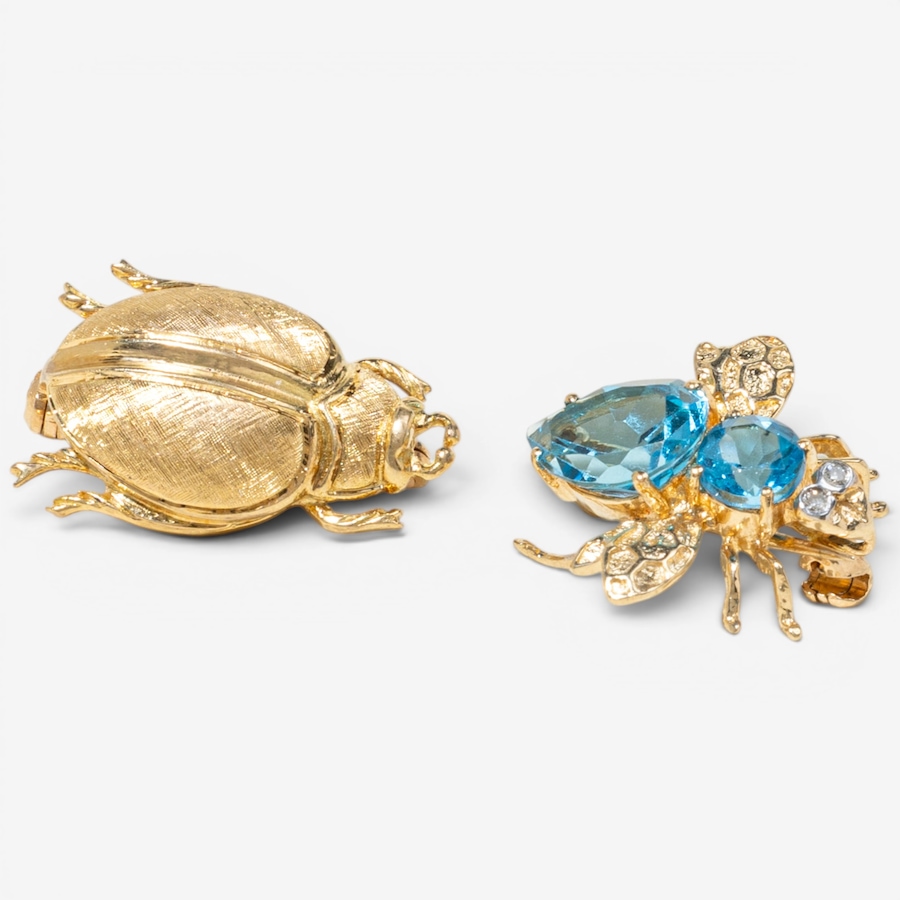 Image 755968_ALTMORE3.jpg, Product 755-968 / Price $1,995.00, Estate Originals 14K Yellow Gold Blue Topaz Bee Motif and 18K Yellow Gold Beetle Motif Scatter Pins from Estate Originals on TSC.ca's Jewellery department