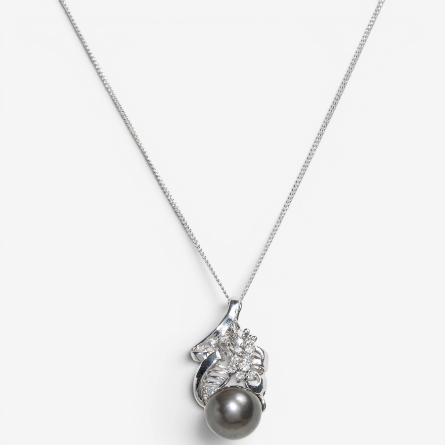 Image 755970_ALTMORE1.jpg, Product 755-970 / Price $3,295.00, Estate Originals 14K White Gold Black Tahitian Pearl and Diamond Pendant from Estate Originals on TSC.ca's Jewellery department