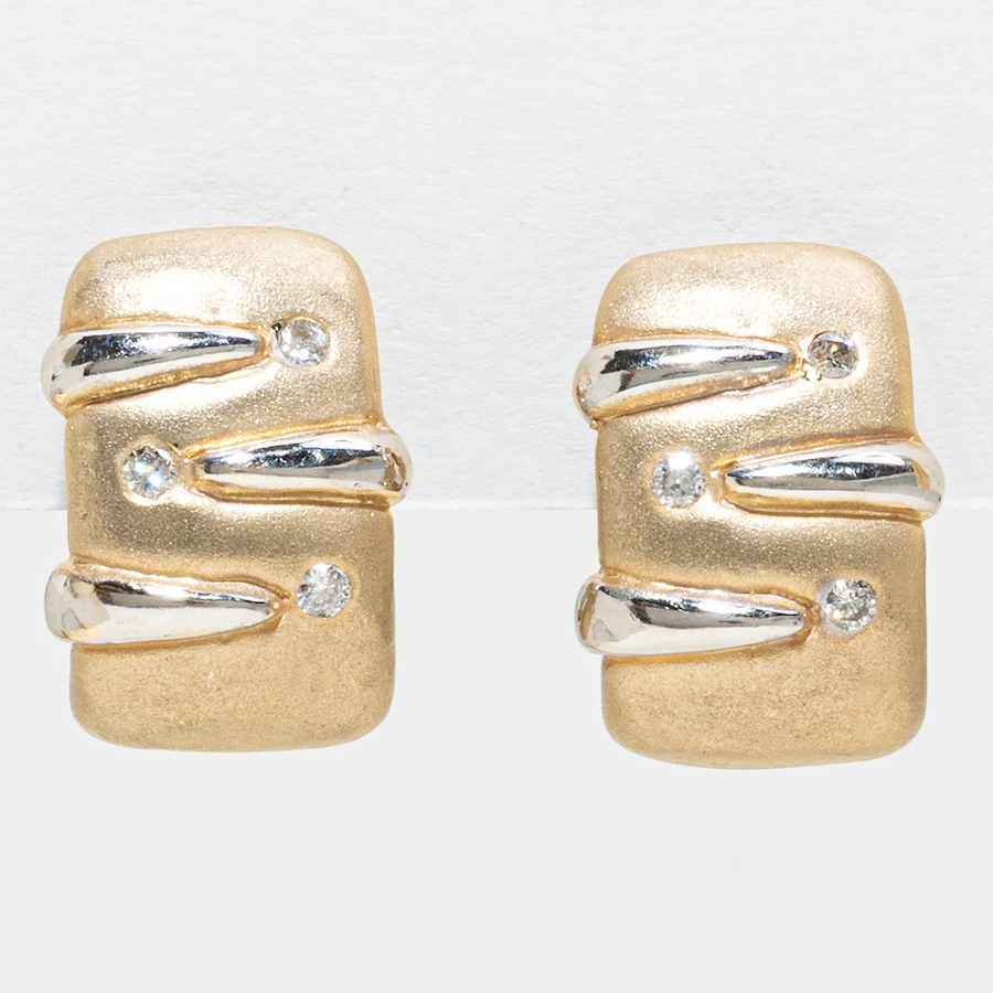 Image 755980.jpg, Product 755-980 / Price $3,495.00, Estate Originals 14K Yellow Gold Shrimp-Style Earring with Rhodium and Diamonds from Estate Originals on TSC.ca's Jewellery department