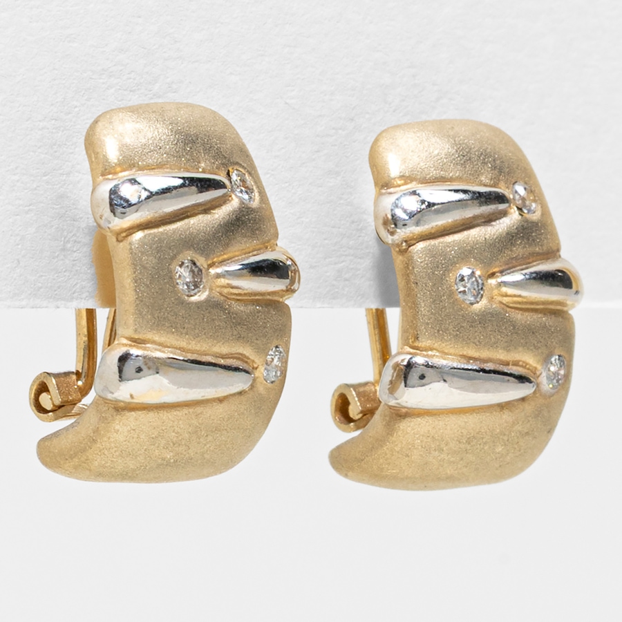 Image 755980_ALTMORE1.jpg, Product 755-980 / Price $3,495.00, Estate Originals 14K Yellow Gold Shrimp-Style Earring with Rhodium and Diamonds from Estate Originals on TSC.ca's Jewellery department