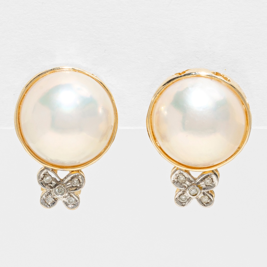 Image 755985.jpg, Product 755-985 / Price $1,495.00, Estate Originals 14K Yellow Gold Mabe Pearl and Diamond French Back Earrings from Estate Originals on TSC.ca's Jewellery department