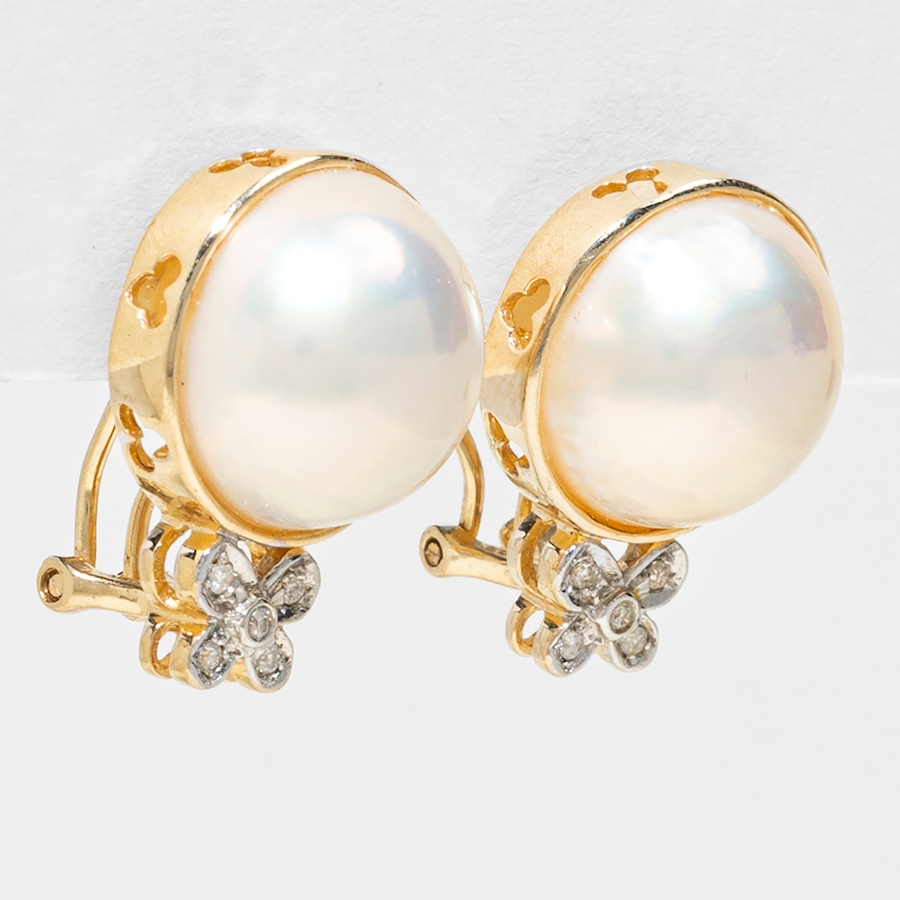 Image 755985_ALTMORE1.jpg, Product 755-985 / Price $1,495.00, Estate Originals 14K Yellow Gold Mabe Pearl and Diamond French Back Earrings from Estate Originals on TSC.ca's Jewellery department