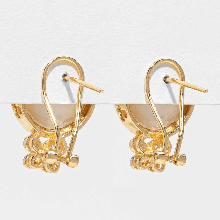Image 755985_ALTMORE2.jpg, Product 755-985 / Price $1,495.00, Estate Originals 14K Yellow Gold Mabe Pearl and Diamond French Back Earrings from Estate Originals on TSC.ca's Jewellery department