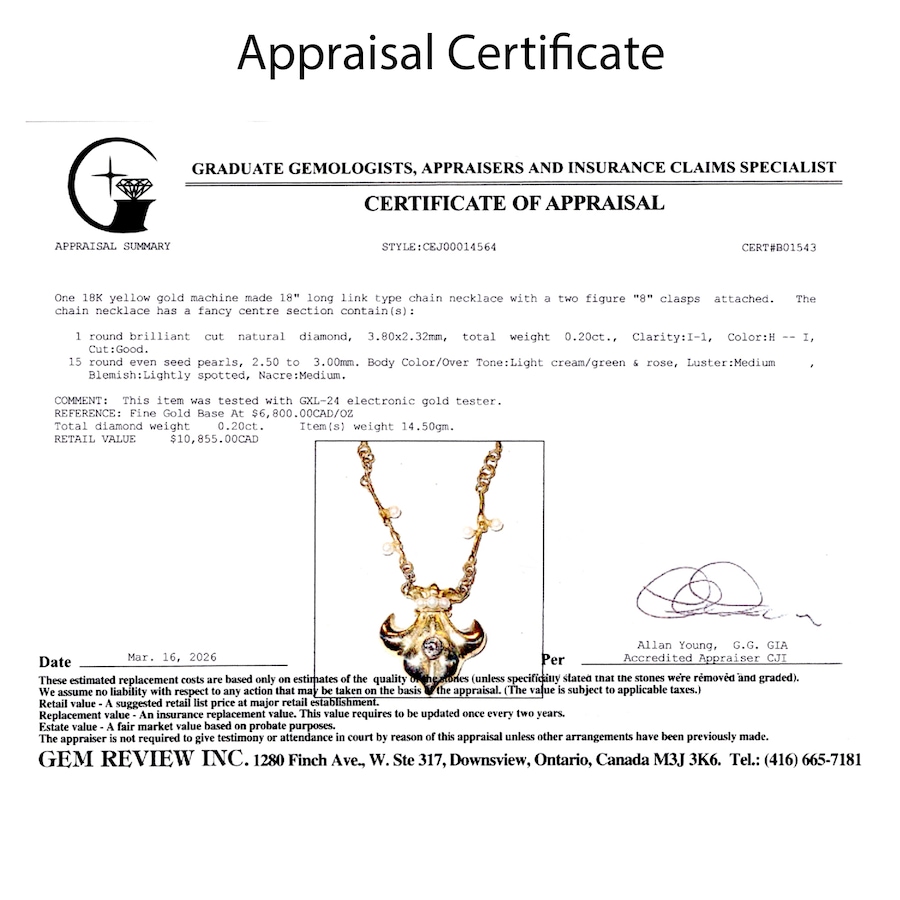 Image 755987_ALTMORE5.jpg, Product 755-987 / Price $5,295.00, Estate Originals 18K Yellow Gold Fleur-dis-Lis Diamond-Set Necklace from Estate Originals on TSC.ca's Jewellery department