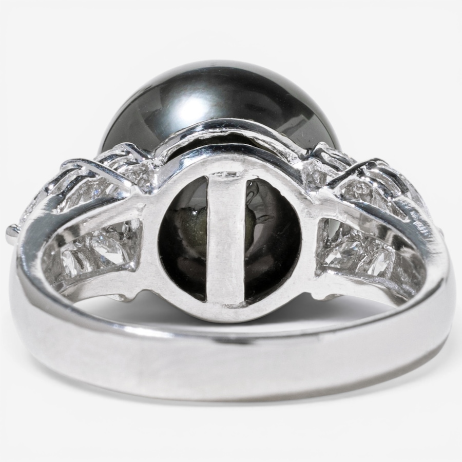 Image 755998_ALTMORE3.jpg, Product 755-998 / Price $5,695.00, Estate Originals Platinum Tahitian Pearl and Marquise Diamond RIng from Estate Originals on TSC.ca's Jewellery department