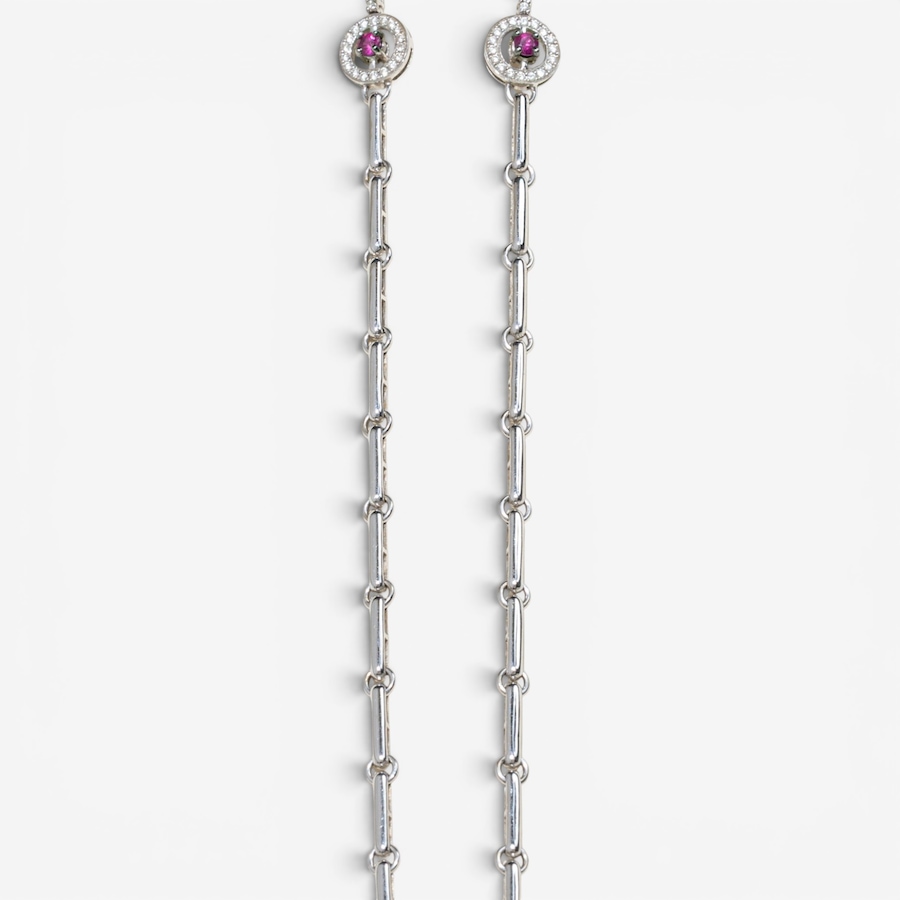 Image 756001_ALTMORE3.jpg, Product 756-001 / Price $8,288.00, Estate Originals 18K White Gold Pink Sapphire and Diamond Necklace with Rubies and a Garnet Drop Centrepiece from Estate Originals on TSC.ca's Jewellery department