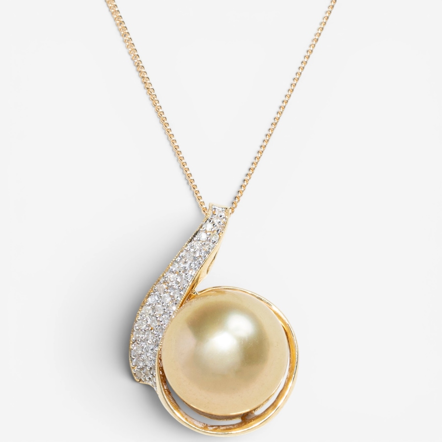 Image 756003.jpg, Product 756-003 / Price $3,295.00, Estate Originals 14K Yellow Gold South Sea Pearl and Diamond Swirl Pendant from Estate Originals on TSC.ca's Jewellery department