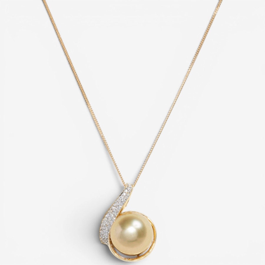 Image 756003_ALTMORE1.jpg, Product 756-003 / Price $3,295.00, Estate Originals 14K Yellow Gold South Sea Pearl and Diamond Swirl Pendant from Estate Originals on TSC.ca's Jewellery department