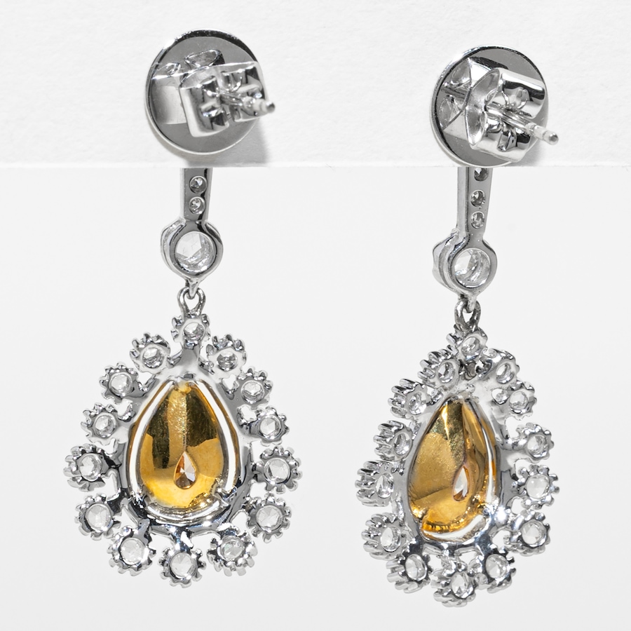 Image 756004_ALTMORE2.jpg, Product 756-004 / Price $8,495.00, Estate Originals 18K White and Yellow Gold Pear-Shaped Fancy Champagne and White Diamond Halo Drop Earrings from Estate Originals on TSC.ca's Jewellery department