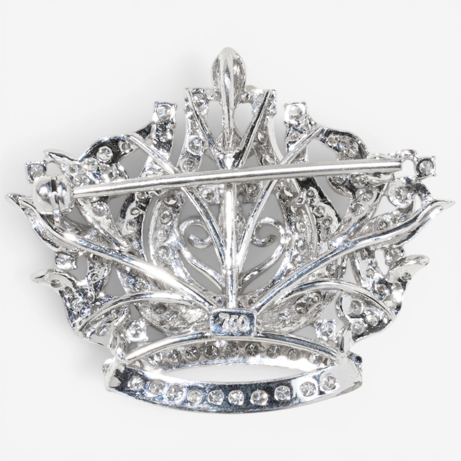 Image 756005_ALTMORE1.jpg, Product 756-005 / Price $8,495.00, Estate Originals 18K White Gold Diamond-Set Crown Motif Brooch/Pendant from Estate Originals on TSC.ca's Jewellery department