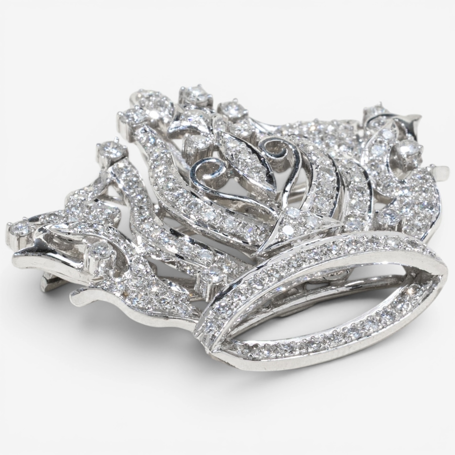 Image 756005_ALTMORE2.jpg, Product 756-005 / Price $8,495.00, Estate Originals 18K White Gold Diamond-Set Crown Motif Brooch/Pendant from Estate Originals on TSC.ca's Jewellery department
