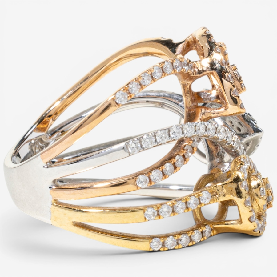Image 756006_ALTMORE2.jpg, Product 756-006 / Price $6,495.00, Estate Originals 18K Yellow, White and Rose Gold Baguette and Round Crossover Diamond Ring from Estate Originals on TSC.ca's Jewellery department