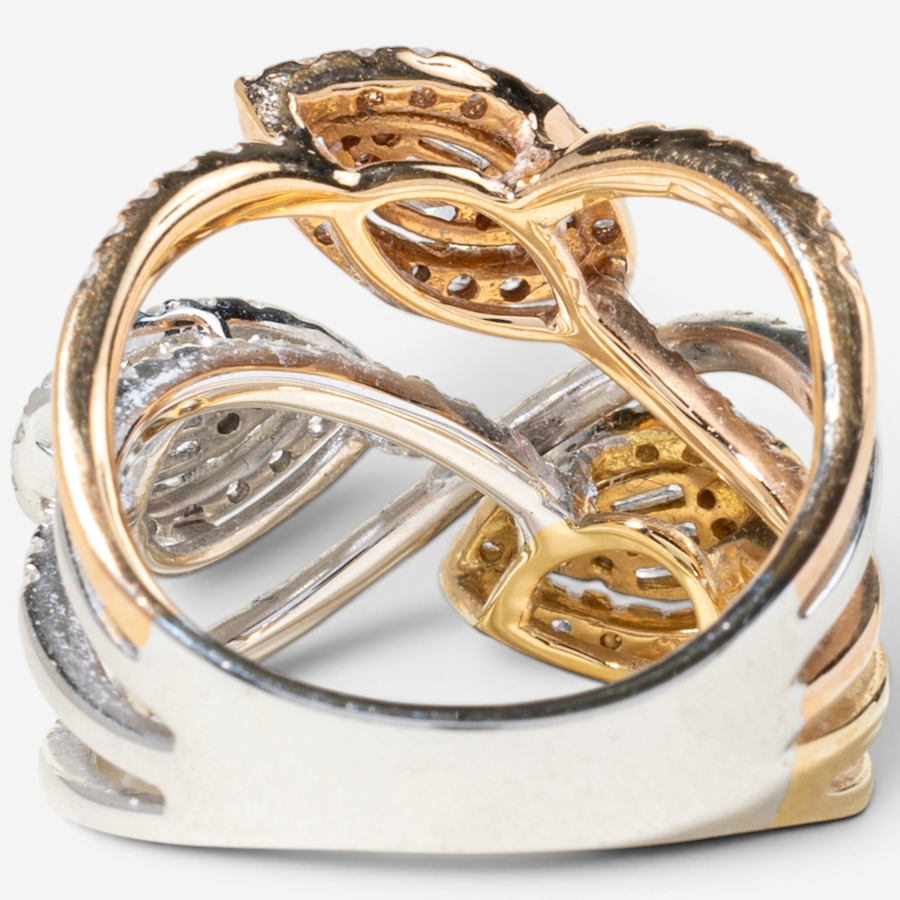 Image 756006_ALTMORE3.jpg, Product 756-006 / Price $6,495.00, Estate Originals 18K Yellow, White and Rose Gold Baguette and Round Crossover Diamond Ring from Estate Originals on TSC.ca's Jewellery department