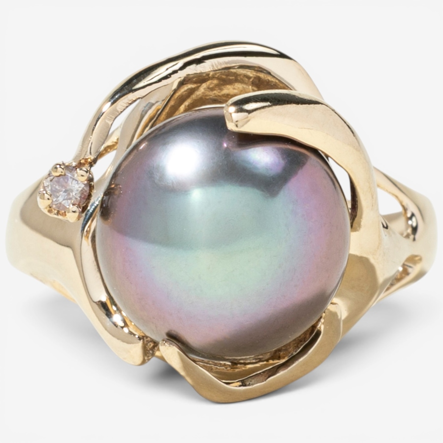 Image 756010.jpg, Product 756-010 / Price $1,995.00, Estate Originals 14K Yellow Gold Tahitian Pearl and Diamond Ring from Estate Originals on TSC.ca's Jewellery department