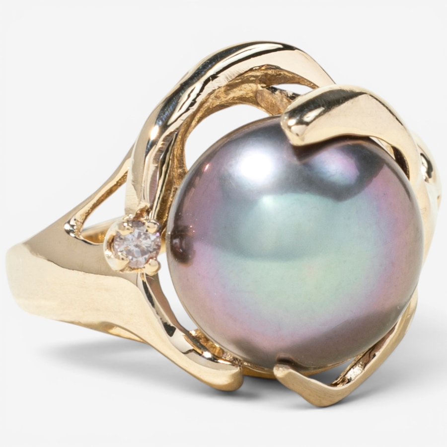 Image 756010_ALTMORE1.jpg, Product 756-010 / Price $1,995.00, Estate Originals 14K Yellow Gold Tahitian Pearl and Diamond Ring from Estate Originals on TSC.ca's Jewellery department