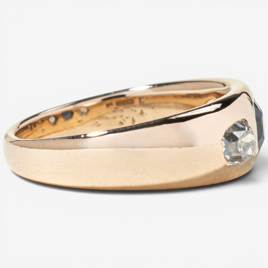Image 756013_ALTMORE2.jpg, Product 756-013 / Price $2,288.00, Estate Originals 14K Yellow Gold Synthetic Sapphire and Old European-Cut Diamond Three-Across Ring from Estate Originals on TSC.ca's Jewellery department