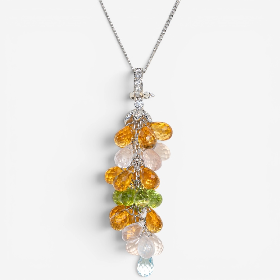 Image 756015.jpg, Product 756-015 / Price $3,295.00, Estate Originals 18K White Gold Multi-Gemstone and Diamond Briolette-Cut Drop Pendant from Estate Originals on TSC.ca's Jewellery department