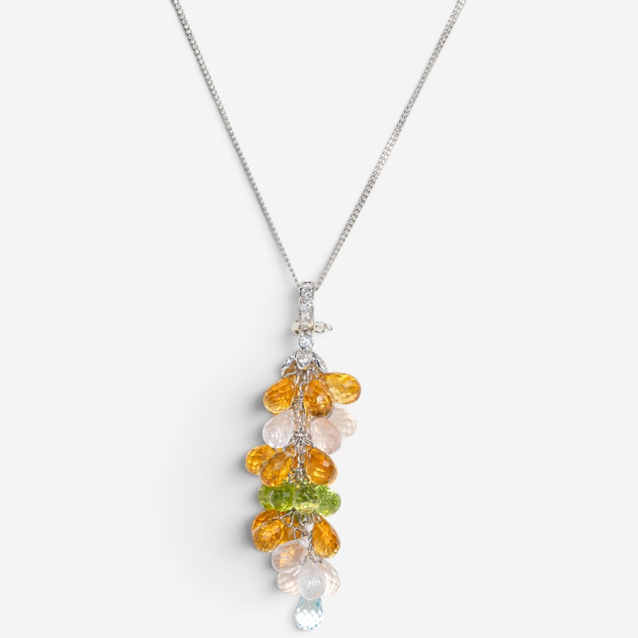 Image 756015_ALTMORE1.jpg, Product 756-015 / Price $3,295.00, Estate Originals 18K White Gold Multi-Gemstone and Diamond Briolette-Cut Drop Pendant from Estate Originals on TSC.ca's Jewellery department