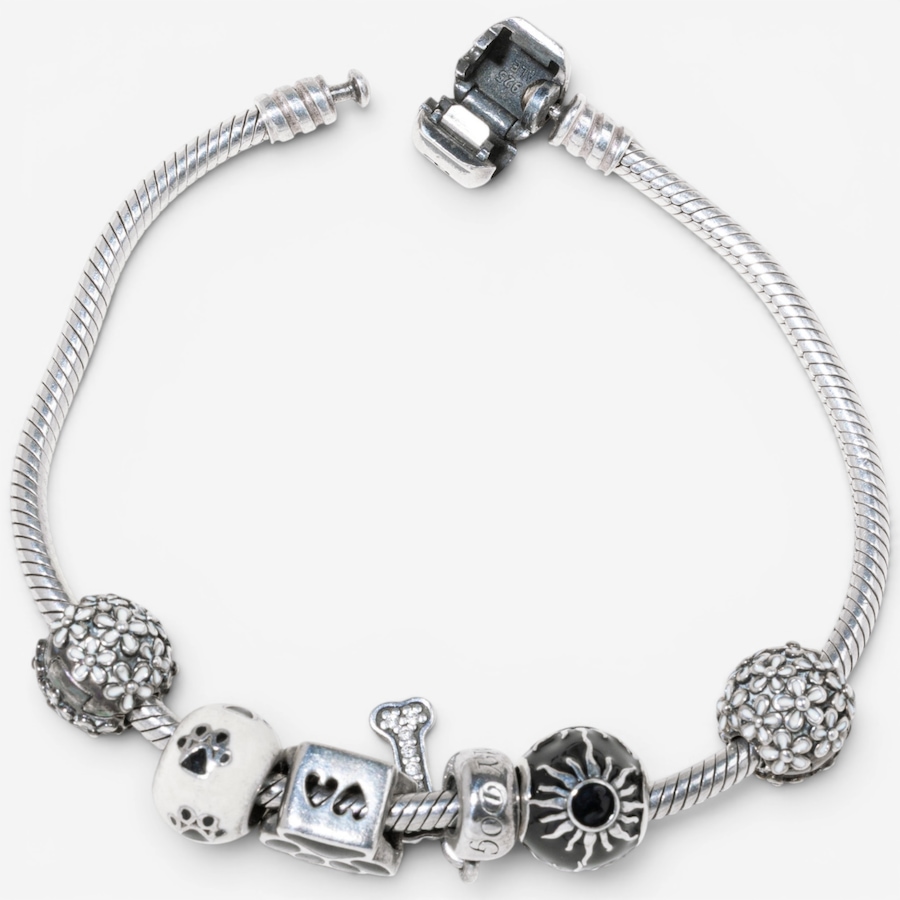 Image 756021_ALTMORE2.jpg, Product 756-021 / Price $525.00, Estate Originals Sterling Silver 7.75" Pandora Moments Bracelet with Dog-Themed Charms from Estate Originals on TSC.ca's Jewellery department