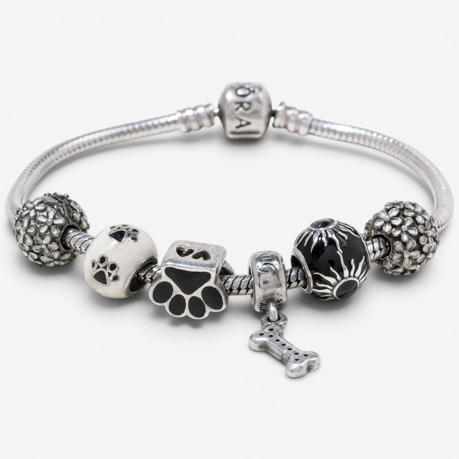 Image 756021_ALTMORE3.jpg, Product 756-021 / Price $525.00, Estate Originals Sterling Silver 7.75" Pandora Moments Bracelet with Dog-Themed Charms from Estate Originals on TSC.ca's Jewellery department