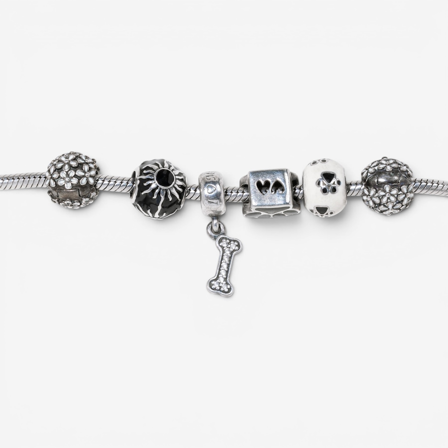 Image 756021_ALTMORE4.jpg, Product 756-021 / Price $525.00, Estate Originals Sterling Silver 7.75" Pandora Moments Bracelet with Dog-Themed Charms from Estate Originals on TSC.ca's Jewellery department