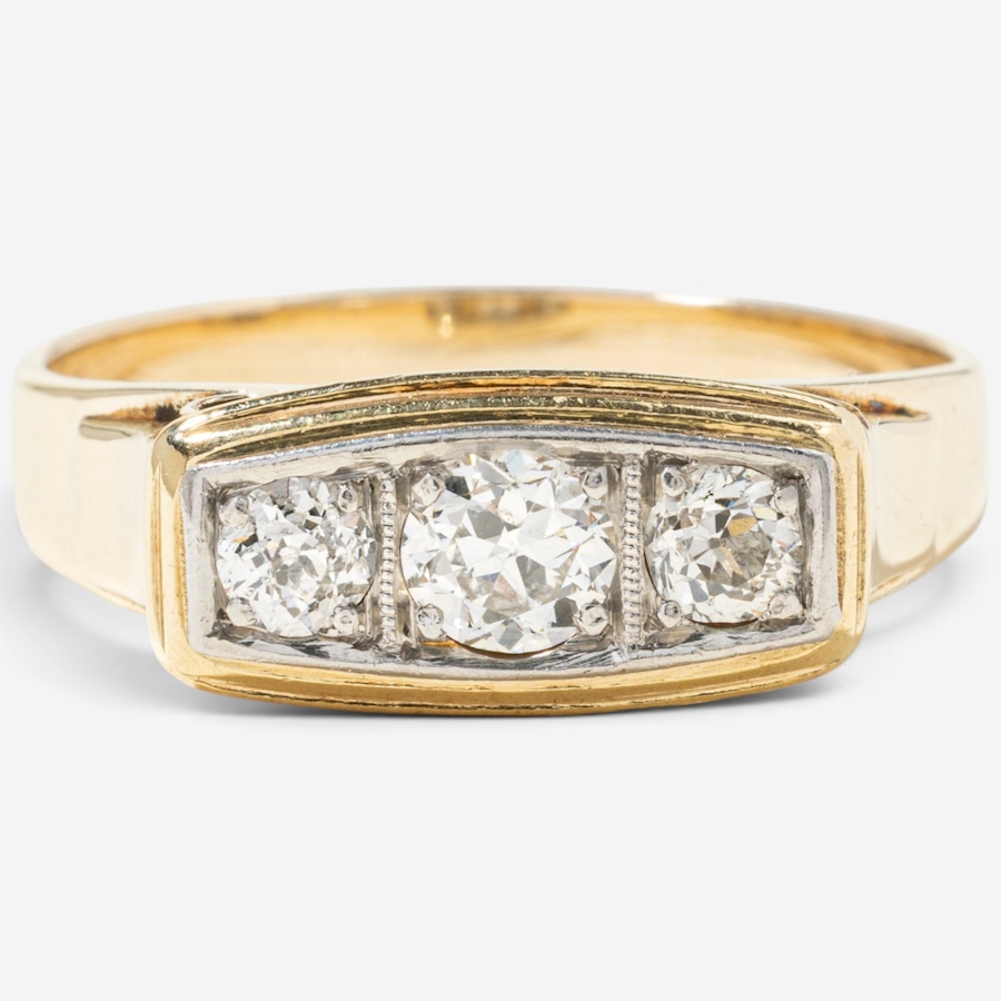 Image 756022.jpg, Product 756-022 / Price $2,995.00, Estate Originals 14K Yellow and White Gold Old European-Cut Diamond Three-Across Ring from Estate Originals on TSC.ca's Jewellery department