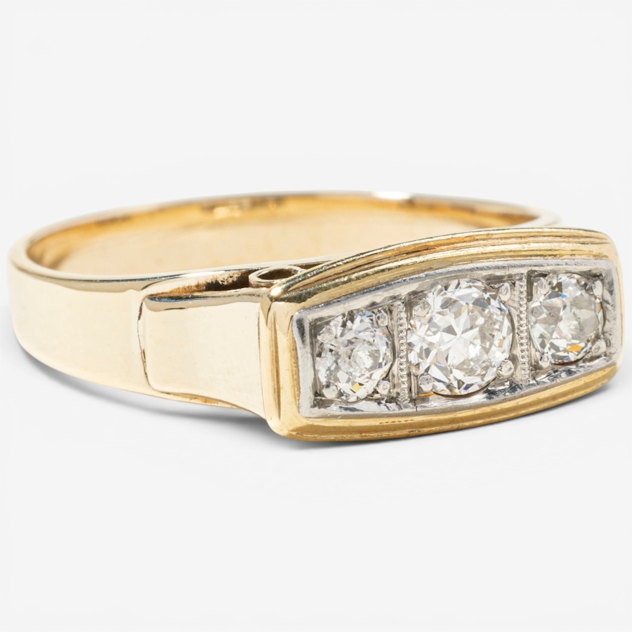 Image 756022_ALTMORE1.jpg, Product 756-022 / Price $2,995.00, Estate Originals 14K Yellow and White Gold Old European-Cut Diamond Three-Across Ring from Estate Originals on TSC.ca's Jewellery department