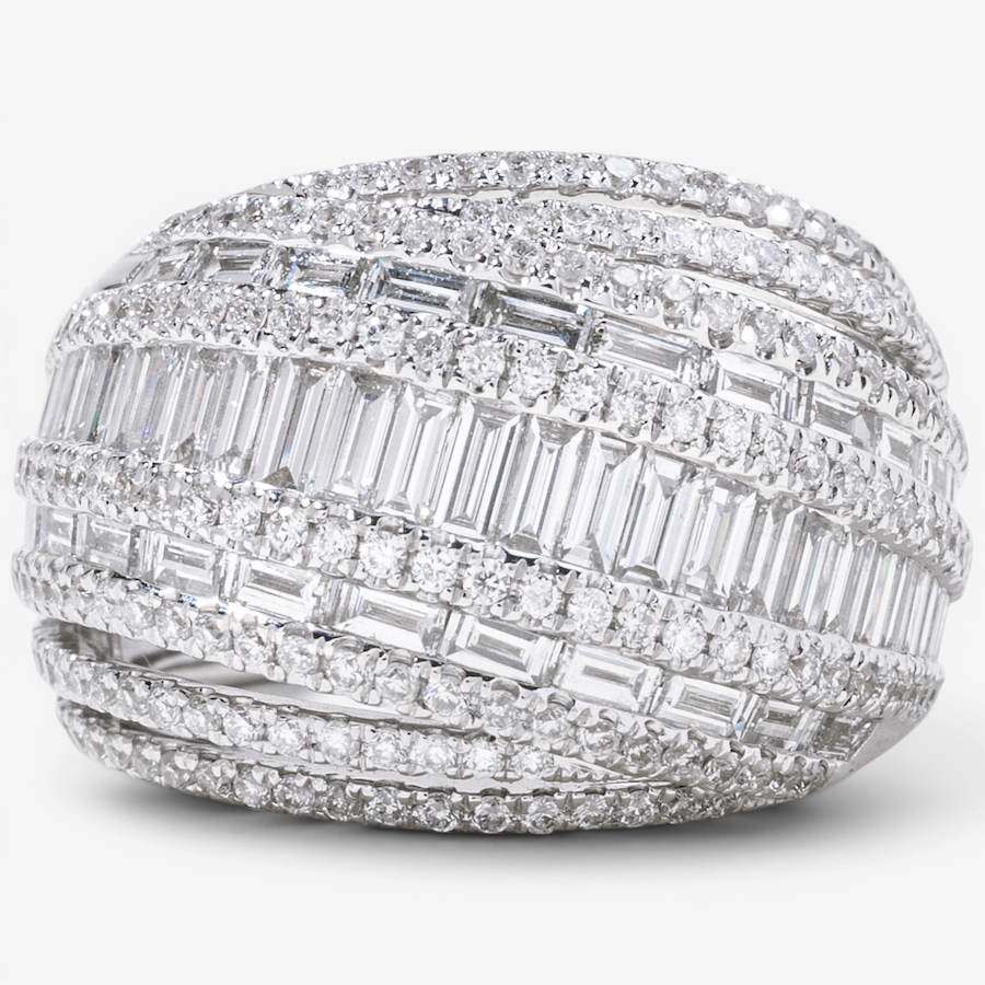 Image 756027.jpg, Product 756-027 / Price $8,995.00, Estate Originals 18K White Gold 3.08 ctw Baguette and Round Diamond Dome Ring from Estate Originals on TSC.ca's Jewellery department
