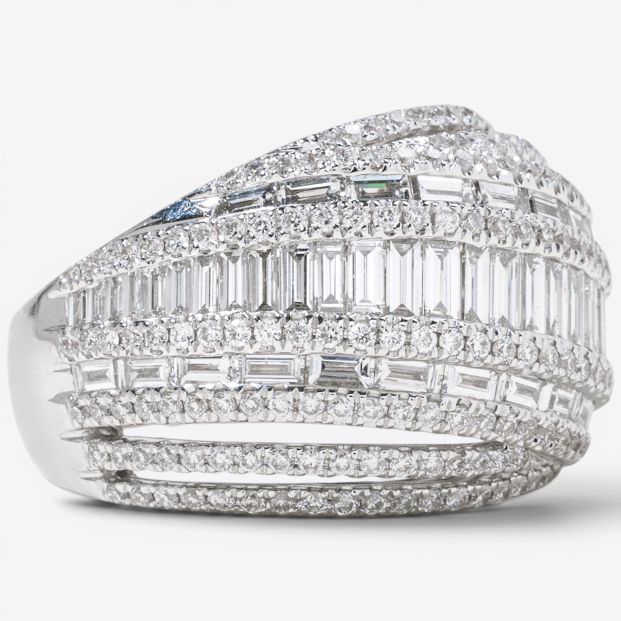 Image 756027_ALTMORE1.jpg, Product 756-027 / Price $8,995.00, Estate Originals 18K White Gold 3.08 ctw Baguette and Round Diamond Dome Ring from Estate Originals on TSC.ca's Jewellery department