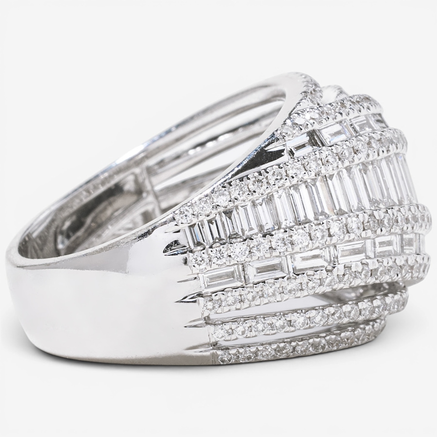 Image 756027_ALTMORE2.jpg, Product 756-027 / Price $8,995.00, Estate Originals 18K White Gold 3.08 ctw Baguette and Round Diamond Dome Ring from Estate Originals on TSC.ca's Jewellery department