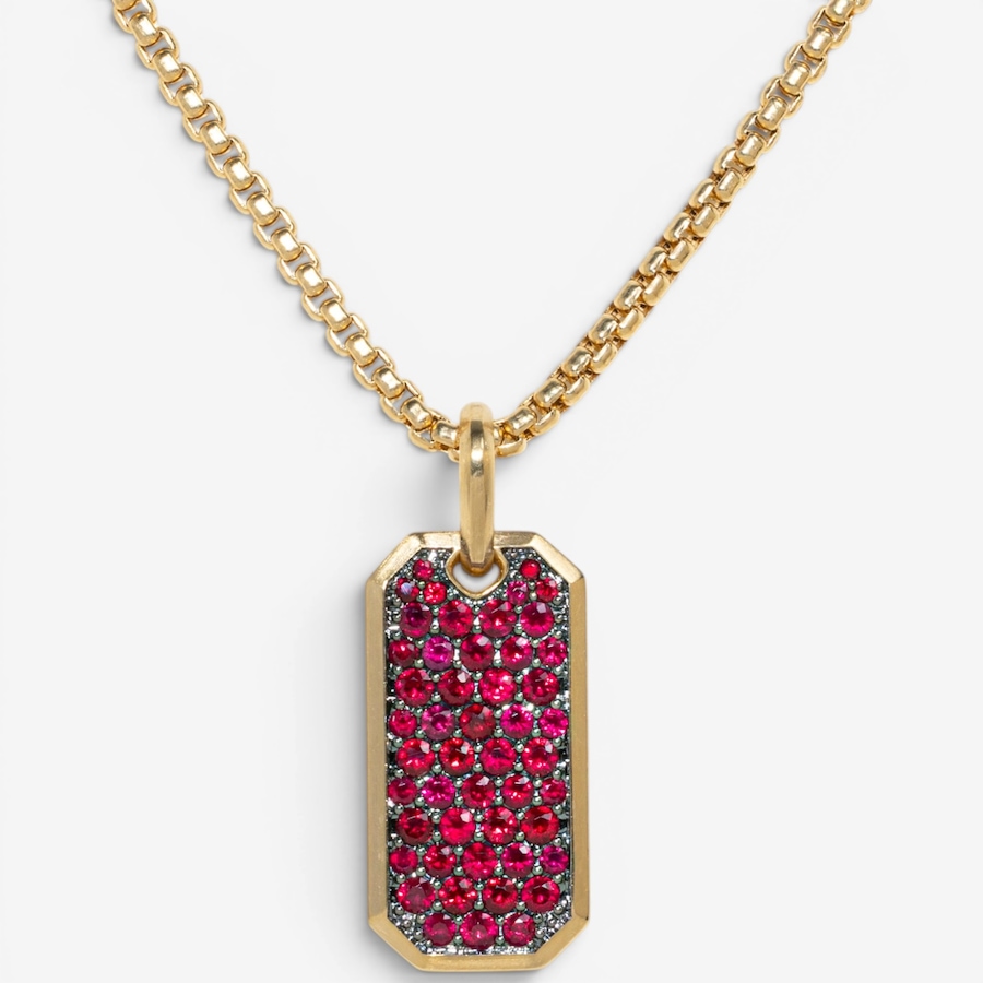 Image 756032.jpg, Product 756-032 / Price $6,988.00, Estate Originals 18K Yellow Gold David Yurman Ruby Roman Elongated Tag Amulet Pendant from Estate Originals on TSC.ca's Jewellery department