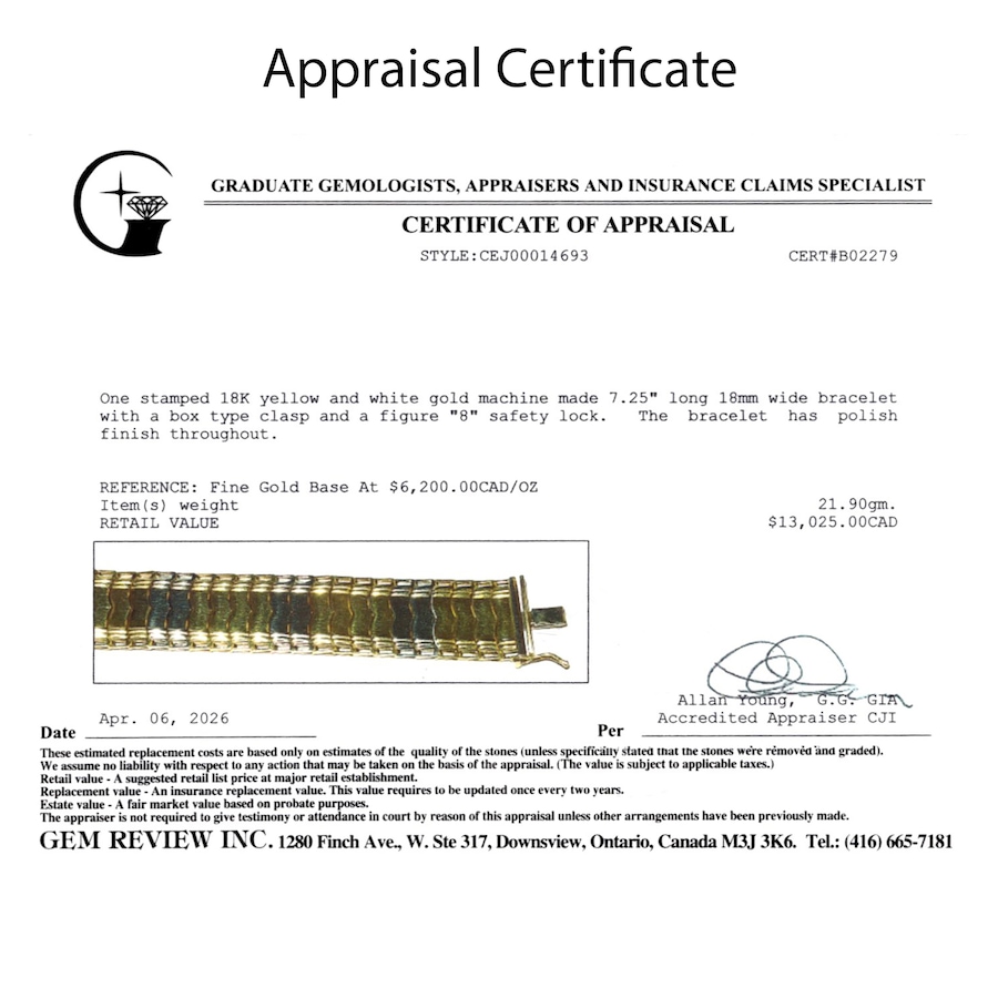 Image 756042_ALTMORE5.jpg, Product 756-042 / Price $6,995.00, Estate Originals 18K Yellow and White Gold 7.25" Wide Bracelet from Estate Originals on TSC.ca's Jewellery department