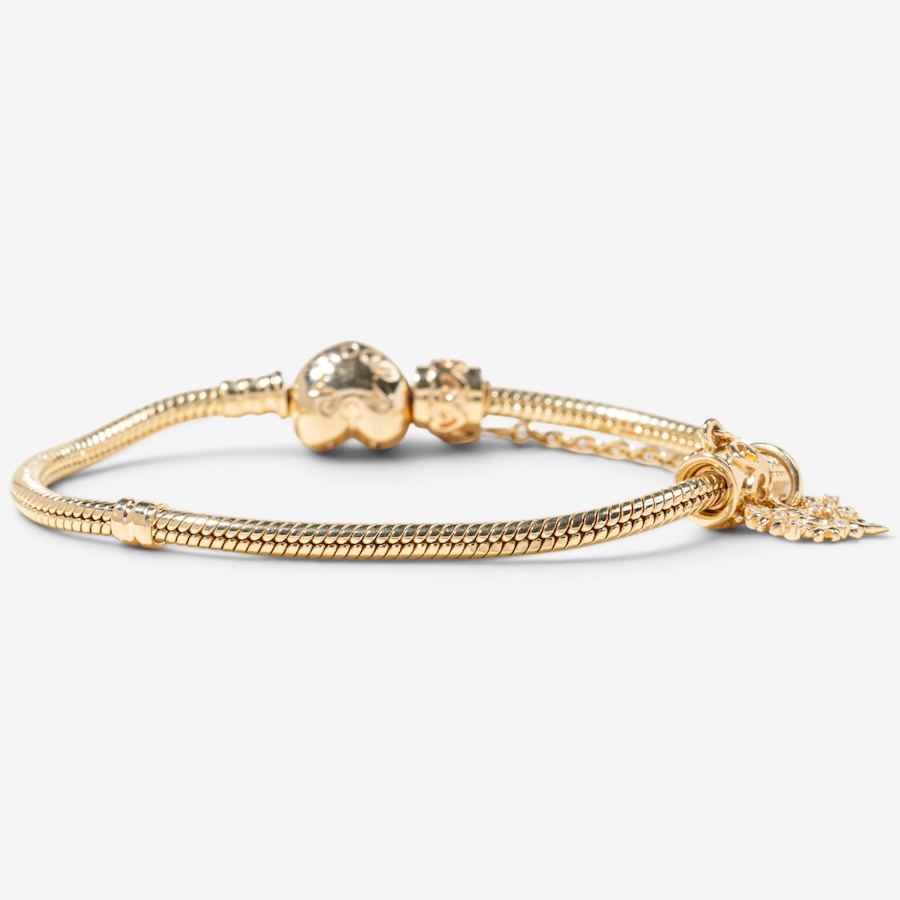 Image 756045_ALTMORE4.jpg, Product 756-045 / Price $8,995.00, Estate Originals 14K Yellow Gold 7.5" Pandora Bracelet with Fold-Over Heart Clasp and Family Tree Charm from Estate Originals on TSC.ca's Jewellery department