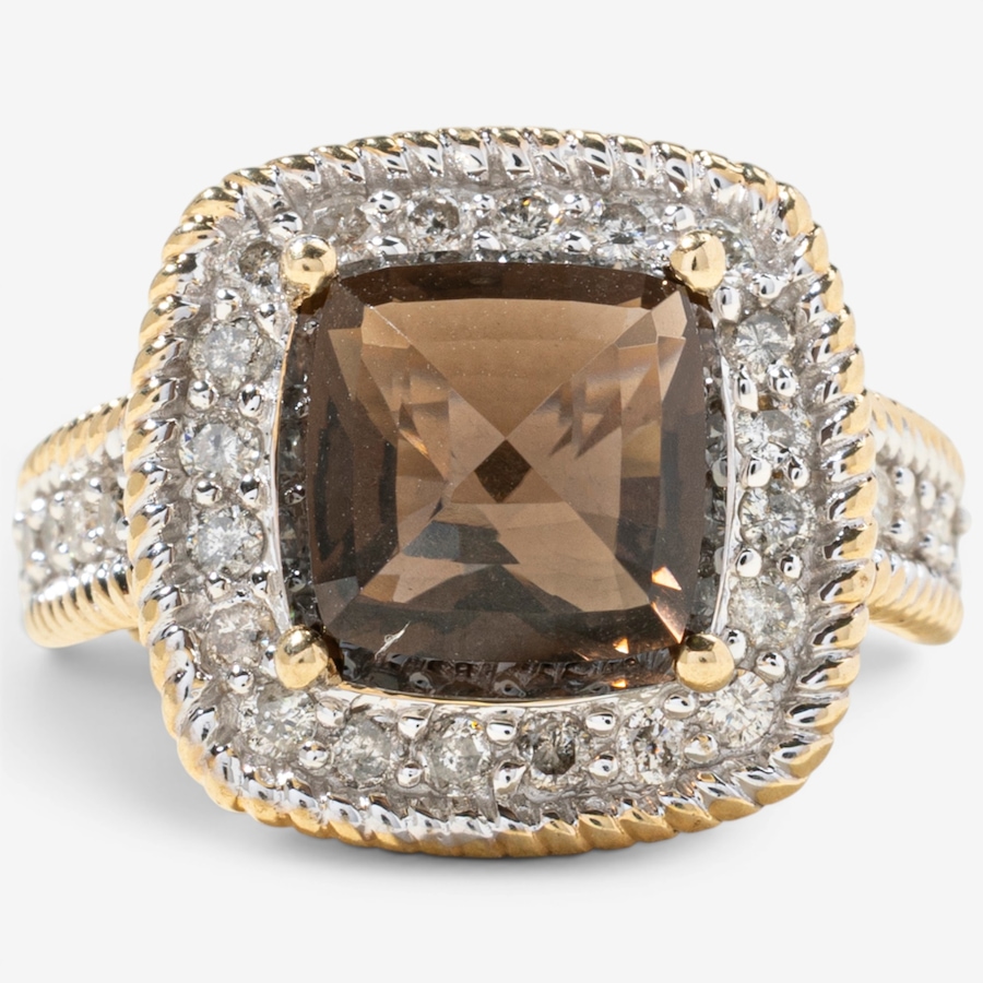 Image 756047.jpg, Product 756-047 / Price $2,495.00, Estate Originals 10K Yellow and White Gold Smokey Quartz and Diamond Halo Ring from Estate Originals on TSC.ca's Jewellery department