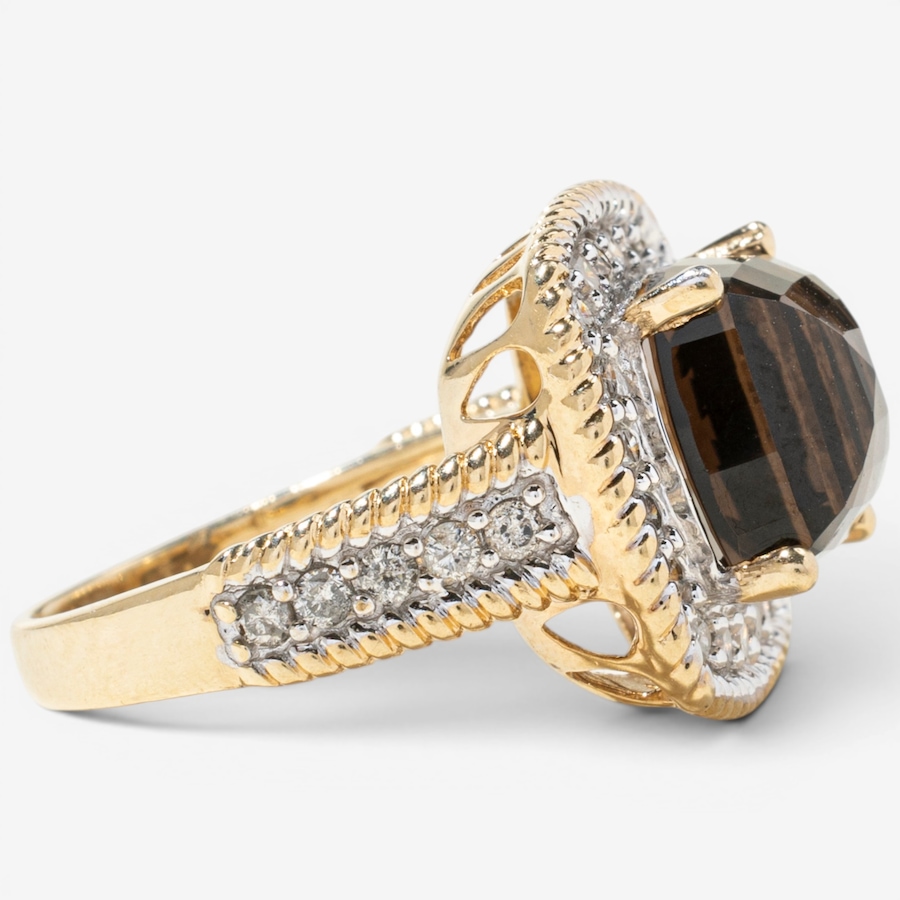 Image 756047_ALTMORE2.jpg, Product 756-047 / Price $2,495.00, Estate Originals 10K Yellow and White Gold Smokey Quartz and Diamond Halo Ring from Estate Originals on TSC.ca's Jewellery department
