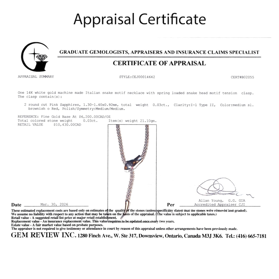 Image 756048_ALTMORE6.jpg, Product 756-048 / Price $4,995.00, Estate Originals 14K White Gold Italian-Made Snake Motif Necklace from Estate Originals on TSC.ca's Jewellery department