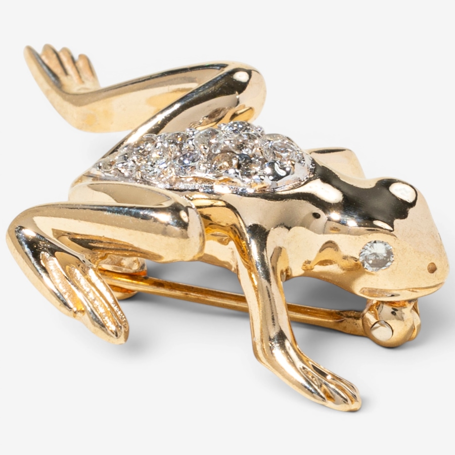 Image 756051.jpg, Product 756-051 / Price $1,788.00, Estate Originals 14K Yellow Gold Diamond Set Frog Motif Brooch from Estate Originals on TSC.ca's Jewellery department