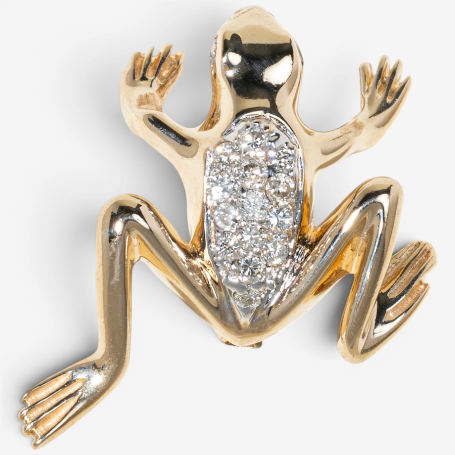 Image 756051_ALTMORE1.jpg, Product 756-051 / Price $1,788.00, Estate Originals 14K Yellow Gold Diamond Set Frog Motif Brooch from Estate Originals on TSC.ca's Jewellery department