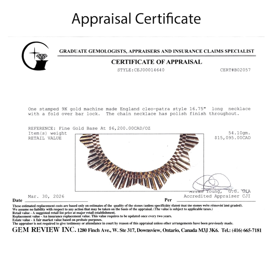 Image 756053_ALTMORE5.jpg, Product 756-053 / Price $7,888.00, Estate Originals 9K Yellow Gold 16.75" Cleopatra-Style Fringe Necklace from Estate Originals on TSC.ca's Jewellery department
