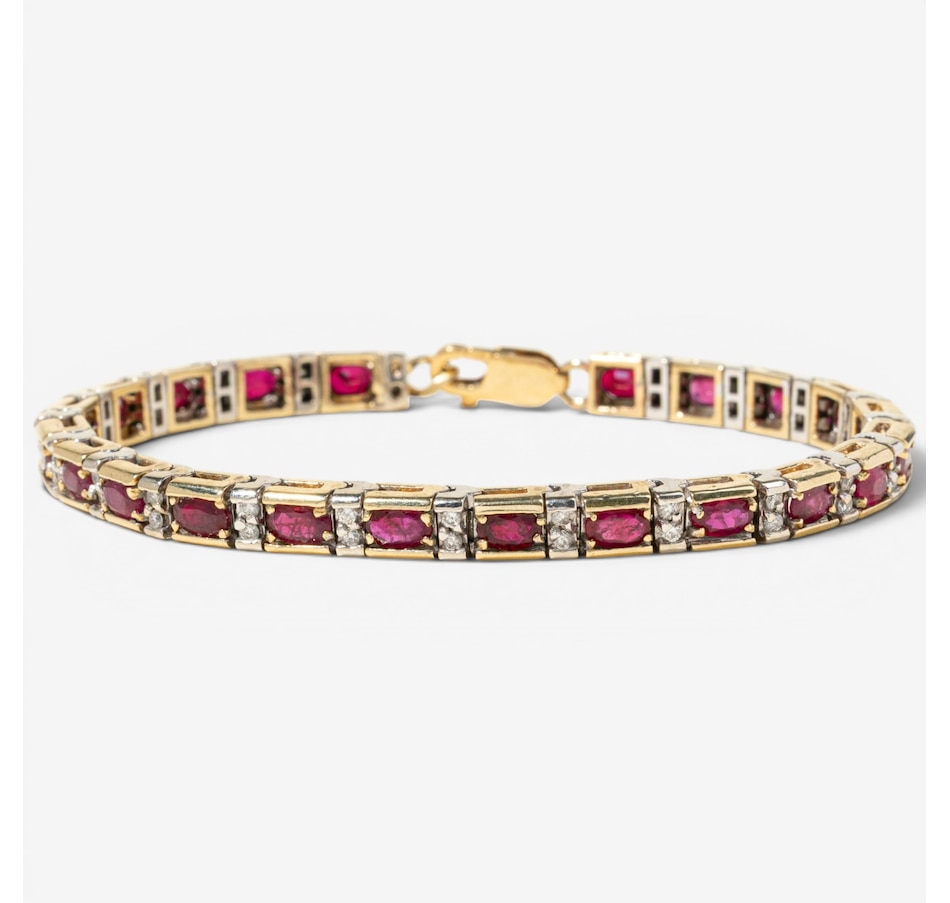 Image 756055.jpg, Product 756-055 / Price $8,488.00, Estate Originals 14K Yellow and White Gold 7.25" Ruby and Diamond Bracelet from Estate Originals on TSC.ca's Jewellery department