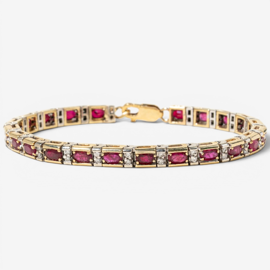 Image 756055.jpg, Product 756-055 / Price $8,995.00, Estate Originals 14K Yellow and White Gold 7.25" Ruby and Diamond Bracelet from Estate Originals on TSC.ca's Jewellery department
