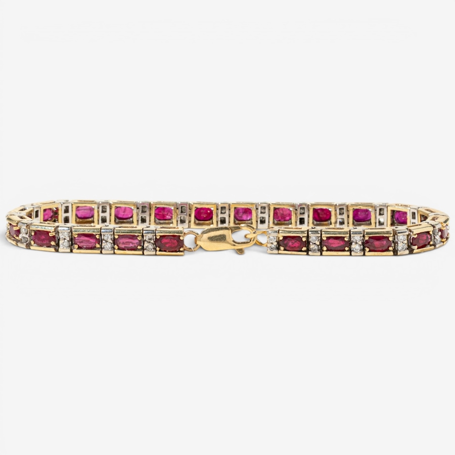 Image 756055_ALTMORE2.jpg, Product 756-055 / Price $8,995.00, Estate Originals 14K Yellow and White Gold 7.25" Ruby and Diamond Bracelet from Estate Originals on TSC.ca's Jewellery department