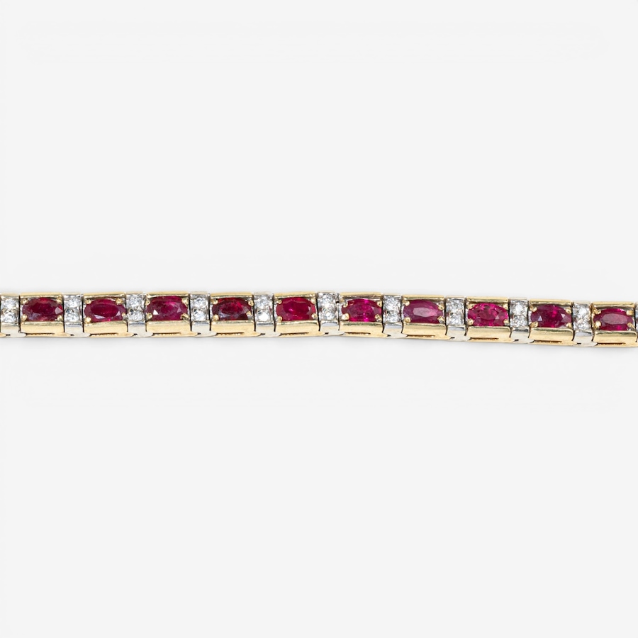 Image 756055_ALTMORE3.jpg, Product 756-055 / Price $8,995.00, Estate Originals 14K Yellow and White Gold 7.25" Ruby and Diamond Bracelet from Estate Originals on TSC.ca's Jewellery department