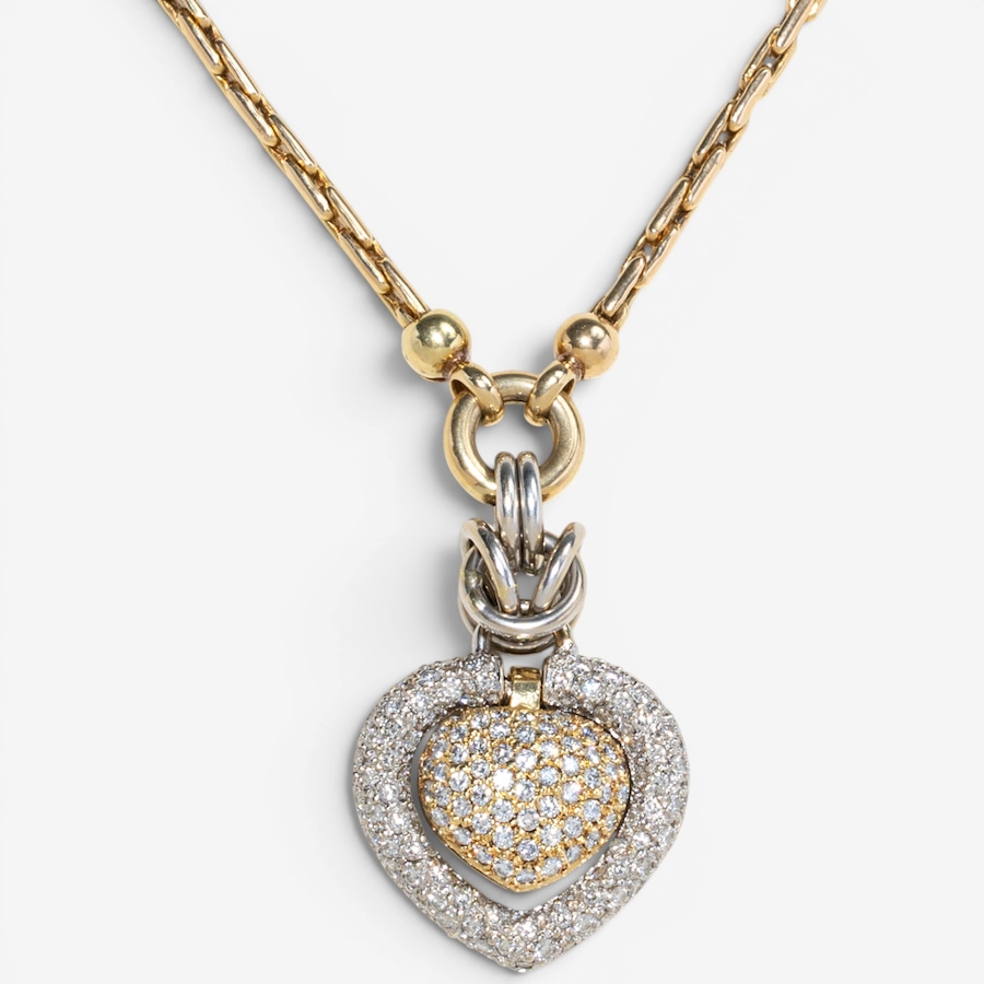 Image 756056.jpg, Product 756-056 / Price $7,488.00, Estate Originals Italian-Made 14K Yellow and White Gold 18.25" Diamond Heart Necklace  from Estate Originals on TSC.ca's Jewellery department