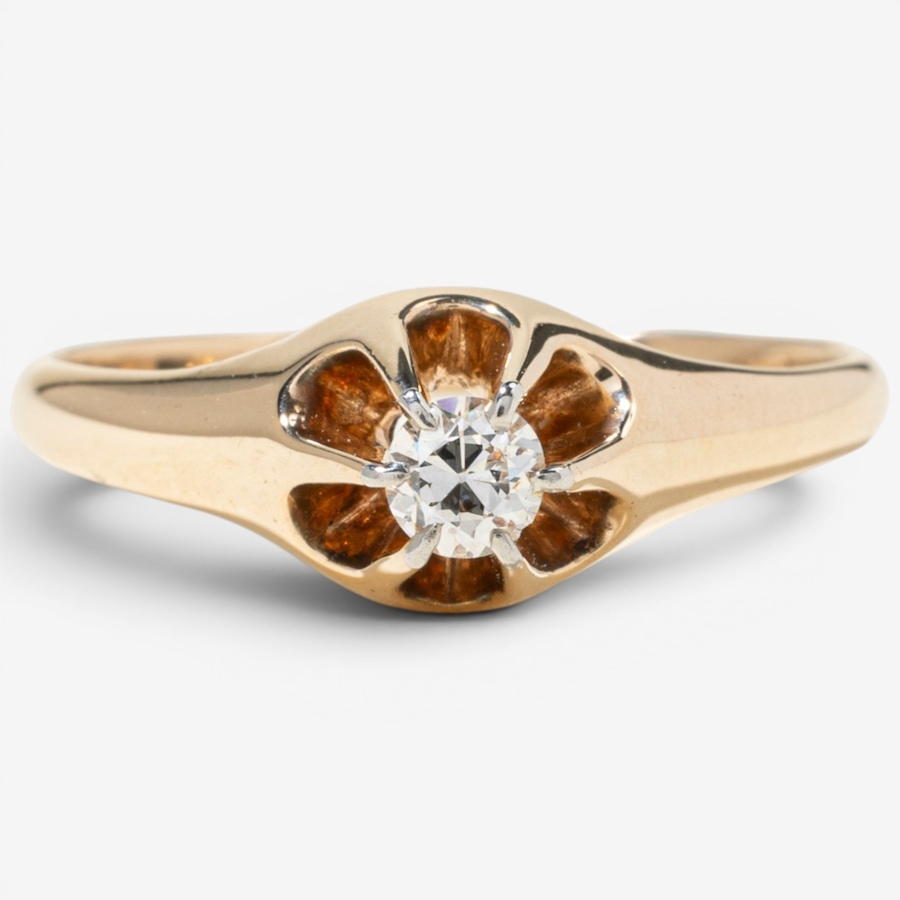 Image 756058.jpg, Product 756-058 / Price $1,295.00, Estate Originals 14K Yellow Gold 0.14-Carat Old European-Cut Solitaire Ring from Estate Originals on TSC.ca's Jewellery department