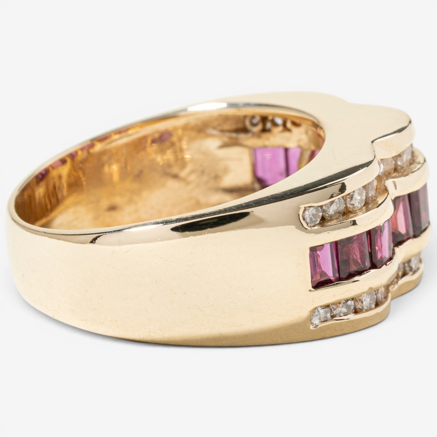 Image 756061_ALTMORE2.jpg, Product 756-061 / Price $3,695.00, Estate Originals 14K Yellow Gold Baguette-Cut Ruby and Diamond Wave Ring from Estate Originals on TSC.ca's Jewellery department