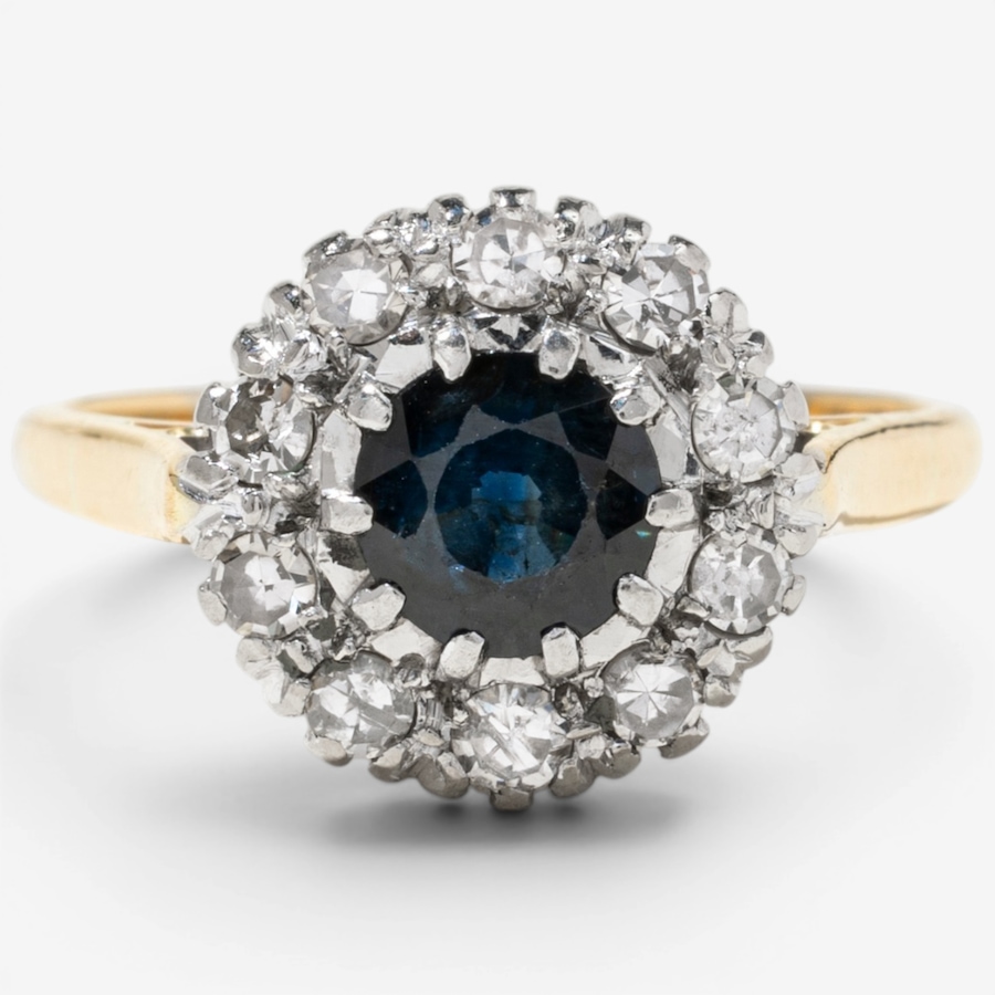 Image 756062.jpg, Product 756-062 / Price $2,795.00, Estate Originals 18K and Platinum Sapphire and Diamond Cluster Ring from Estate Originals on TSC.ca's Jewellery department